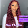 #99J Burgundy Wig Deep Wave Glueless Ready & Go Pre Cut Lace Closure Wig with Natural Hairline - 1984brand