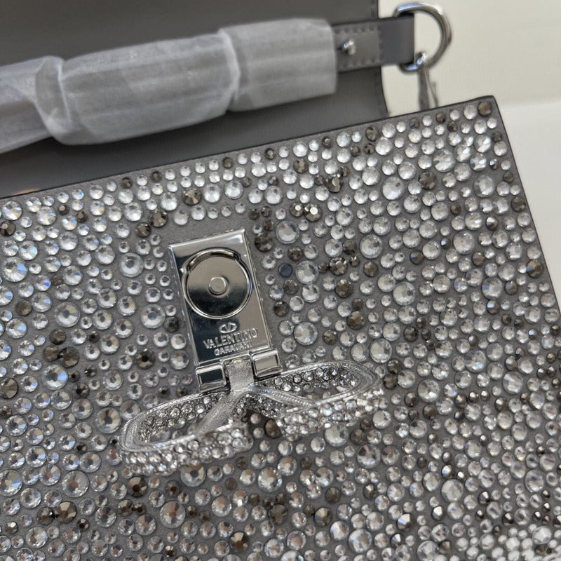 1984 - Crystal Mini Sequin Top Handle Bag Silver