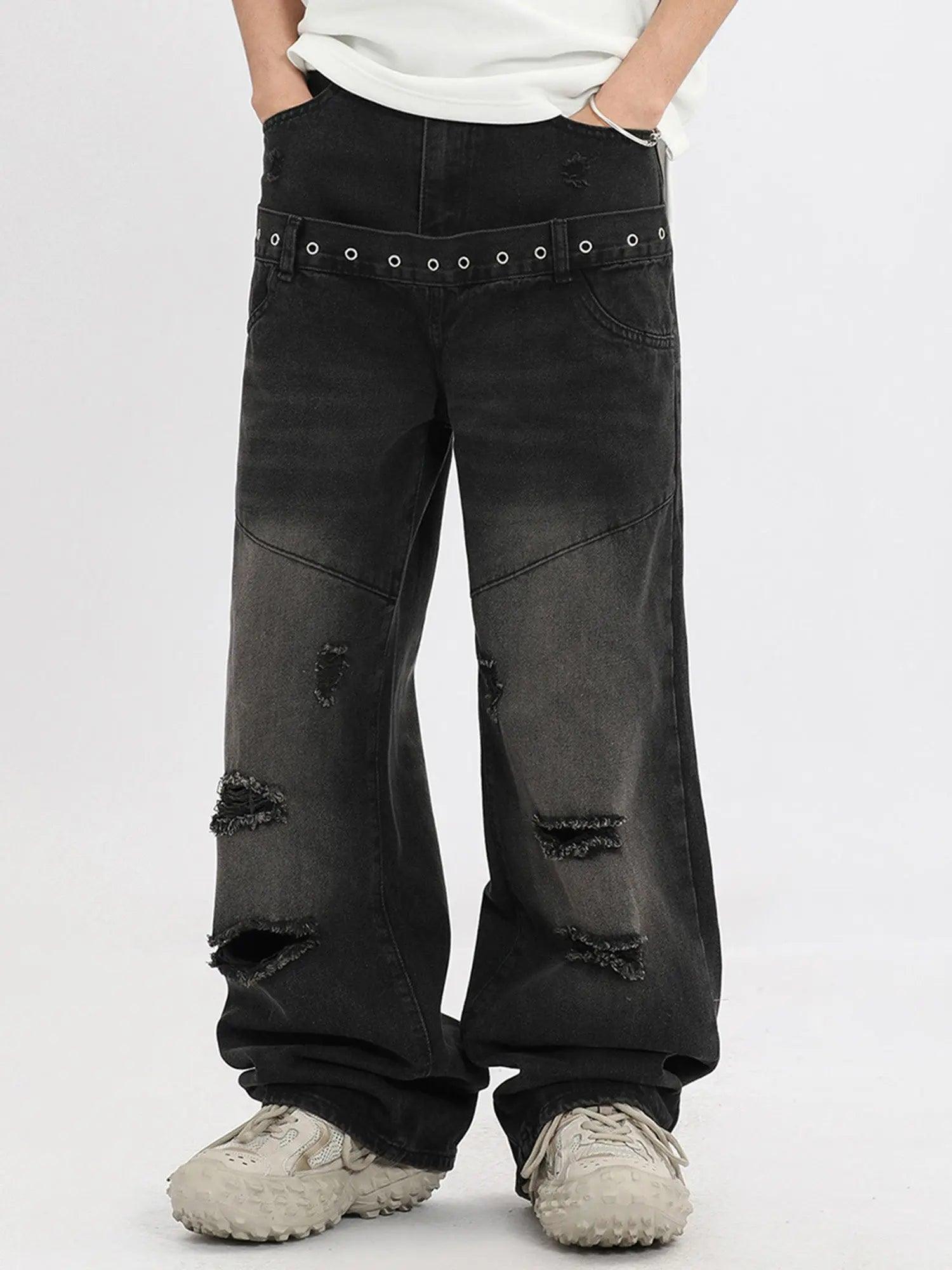 American High Street Design Washed Distressed Jeans SP240325ISOW