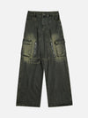 American Retro Multi-pocket Workwear Washed Jeans SP240325I5TF