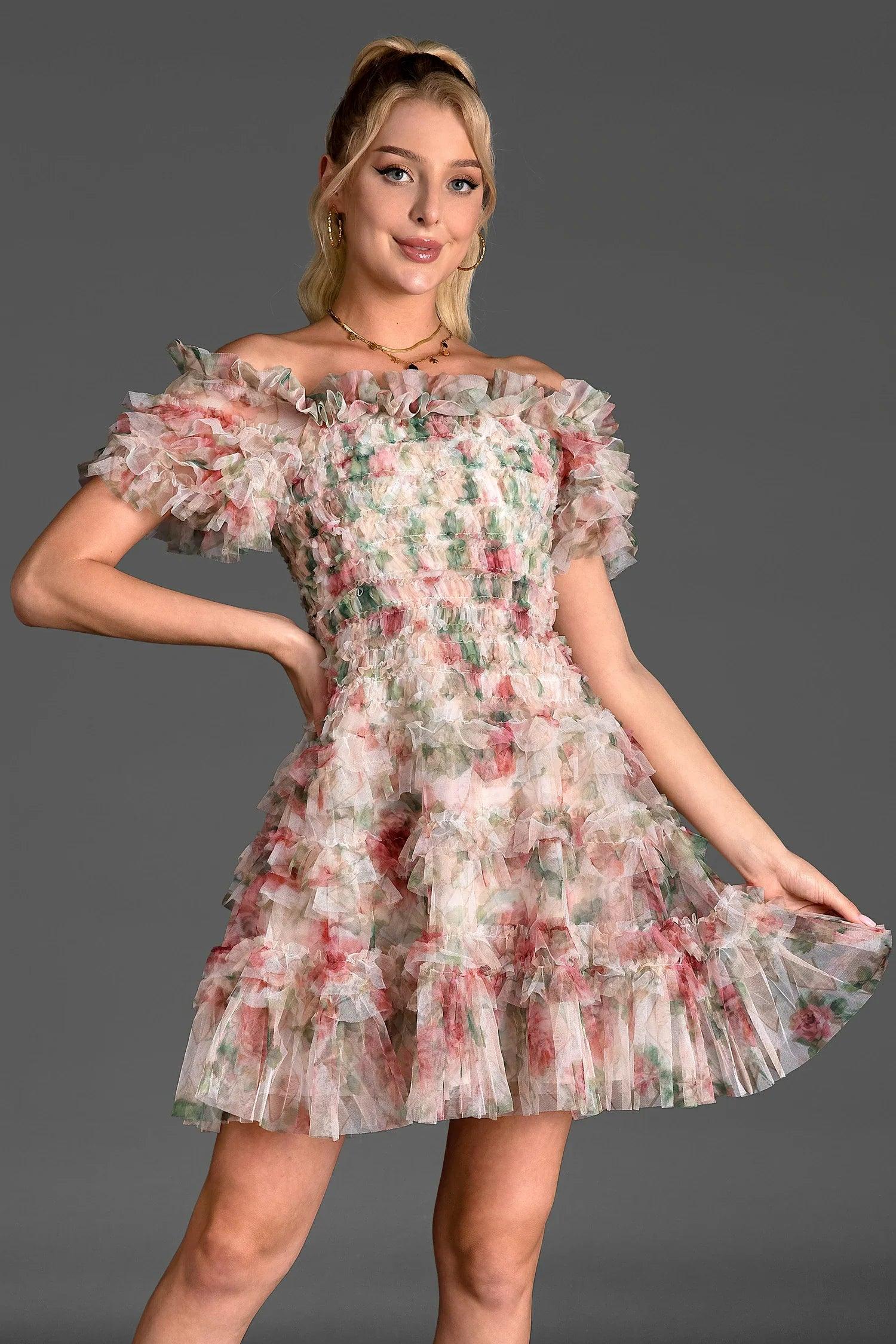 Gabraki Floral Ruffle Mini Dress