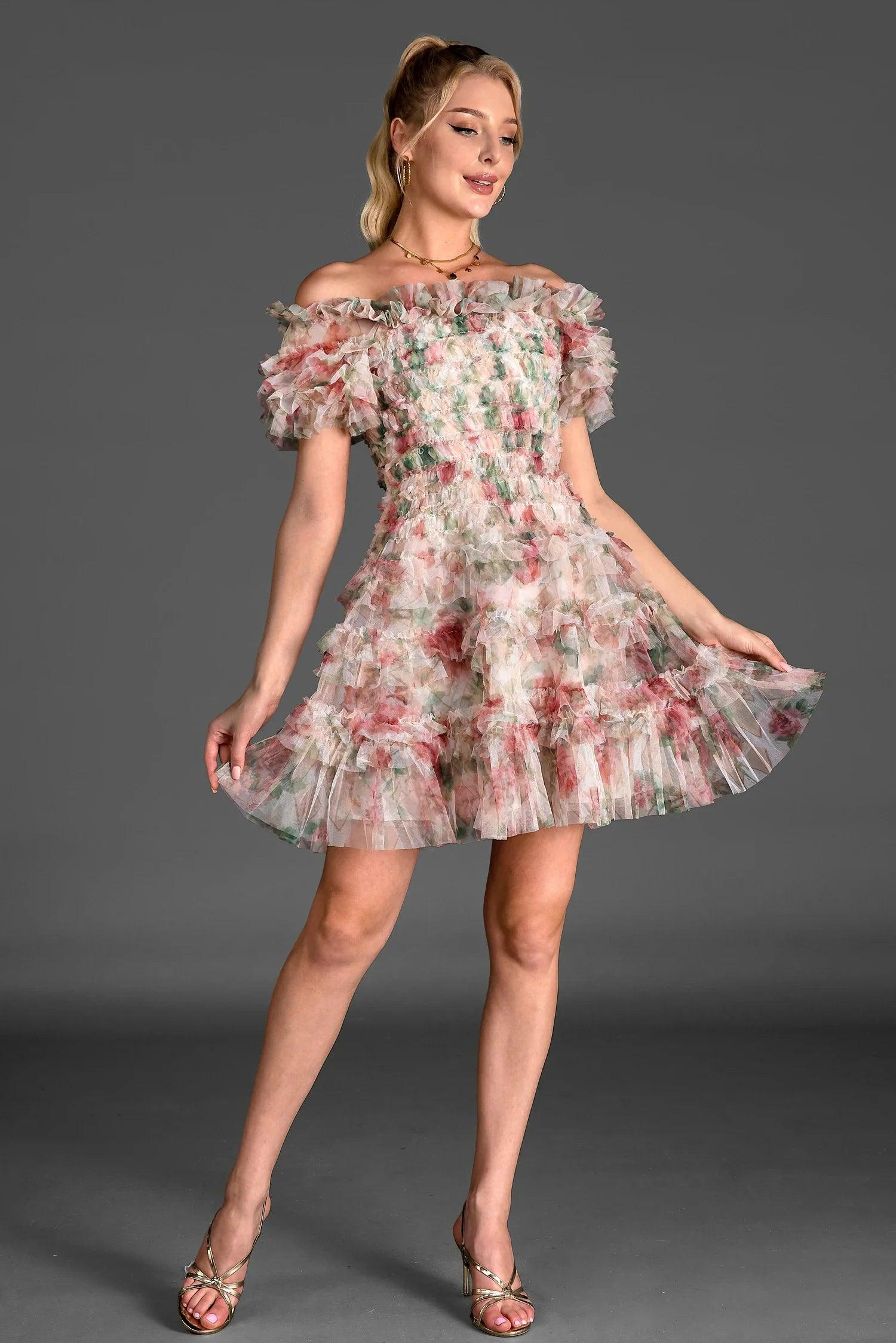 Gabraki Floral Ruffle Mini Dress