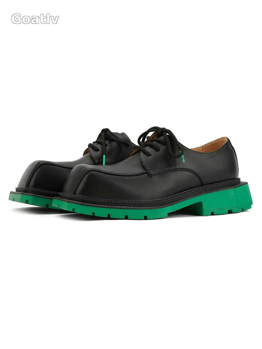 Black Square Toe Leather Shoes - 2119 - 1984