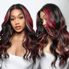 Multi Color Red And Blonde Highlights 13x4 Lace Front Body Wave Wig Hermosa Hair