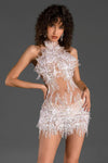 Stamelli Mesh Applique Pearl Dress