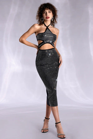 Agni Tie Rhinestone Bandage Dress