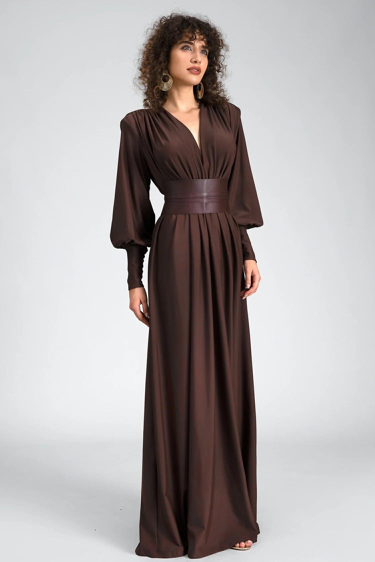 Soraida Long Sleeve Belt Maxi Dress