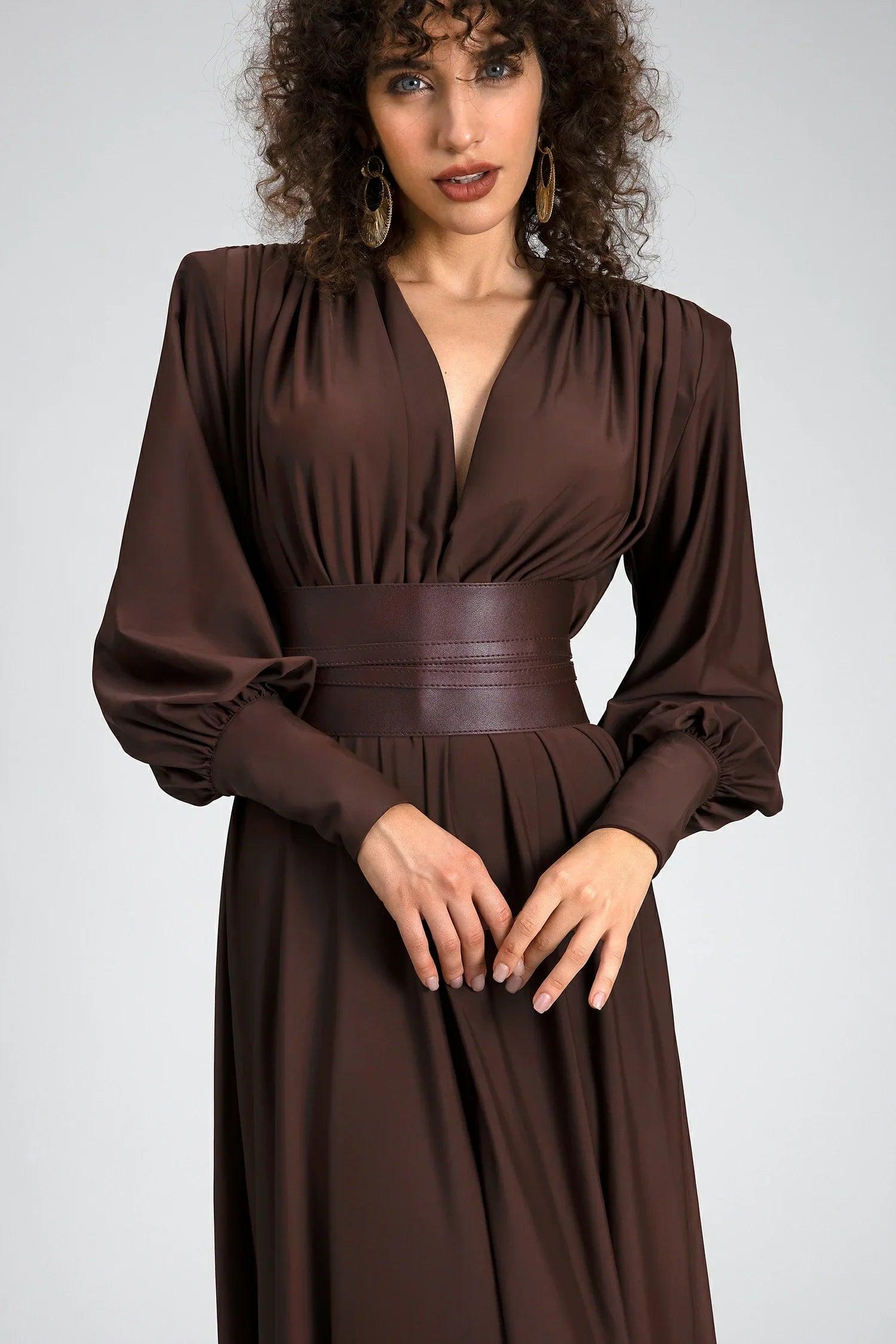 Soraida Long Sleeve Belt Maxi Dress