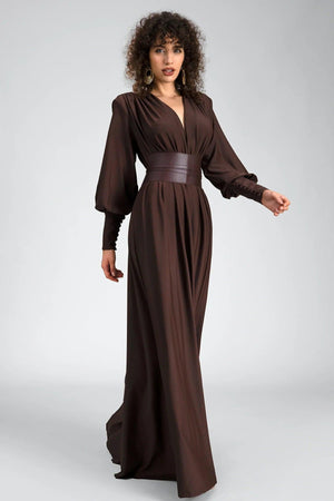 Soraida Long Sleeve Belt Maxi Dress