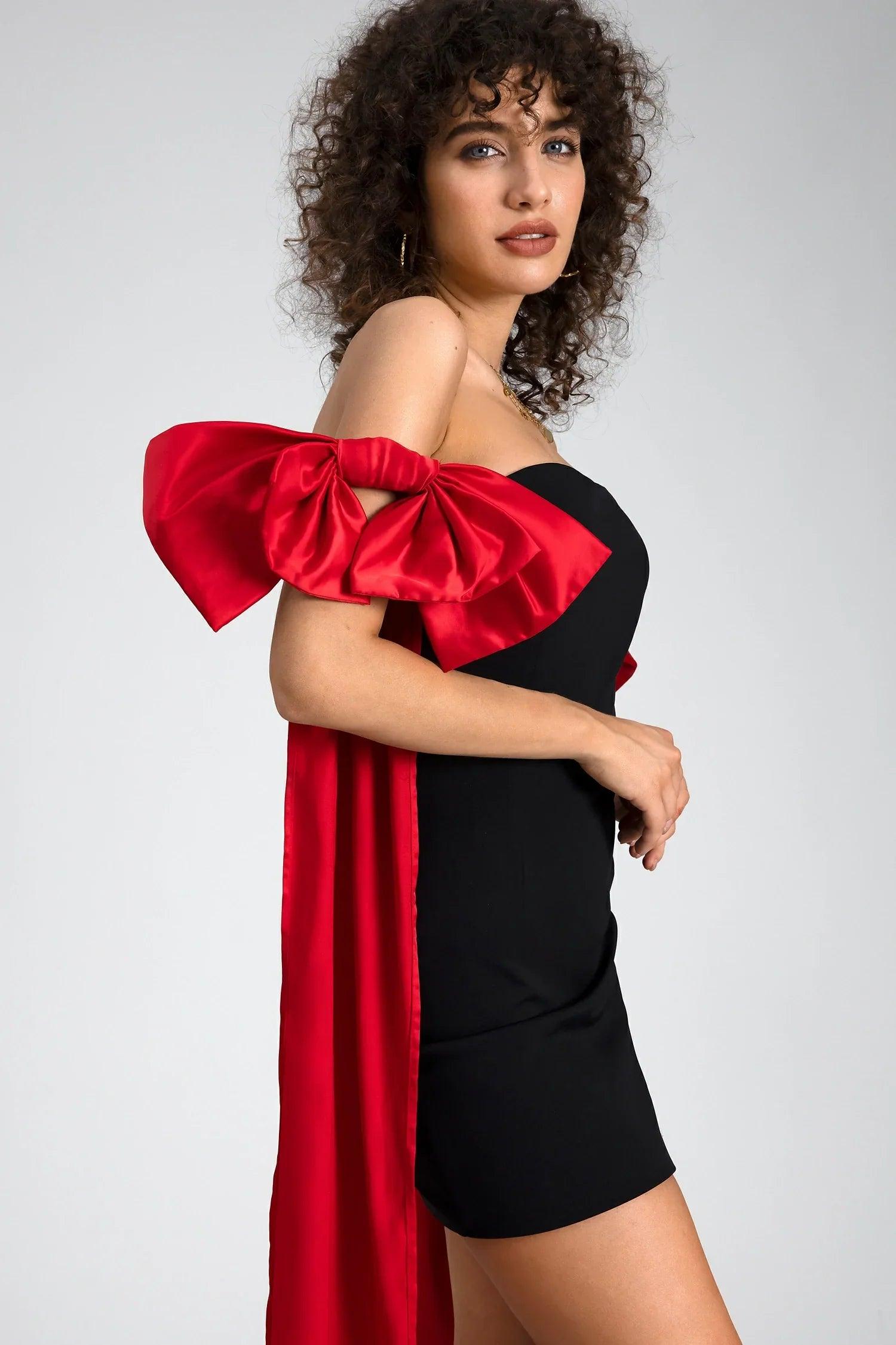 Sidera Bow Off Shoulder Mini Dress