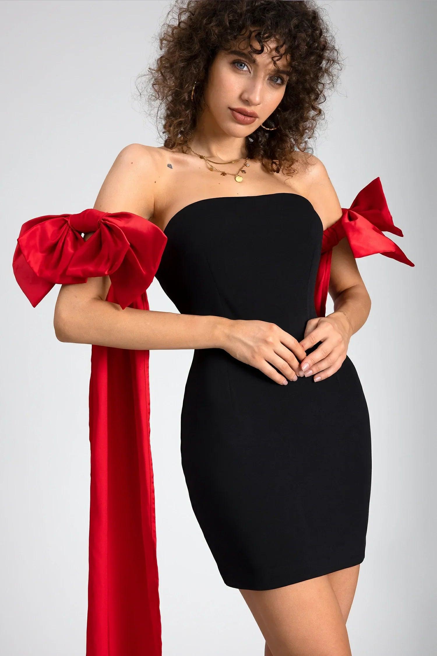 Sidera Bow Off Shoulder Mini Dress