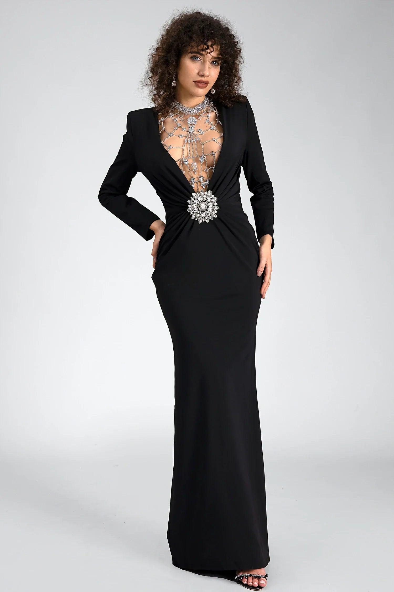 Simelis V-Neck Long Sleeve Maxi Dress