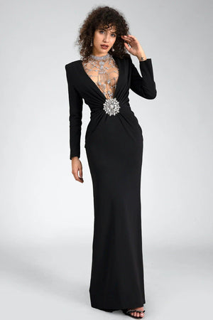 Simelis V-Neck Long Sleeve Maxi Dress