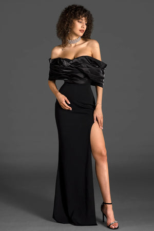 Zurlakis High Slit Pleat Satin Dress