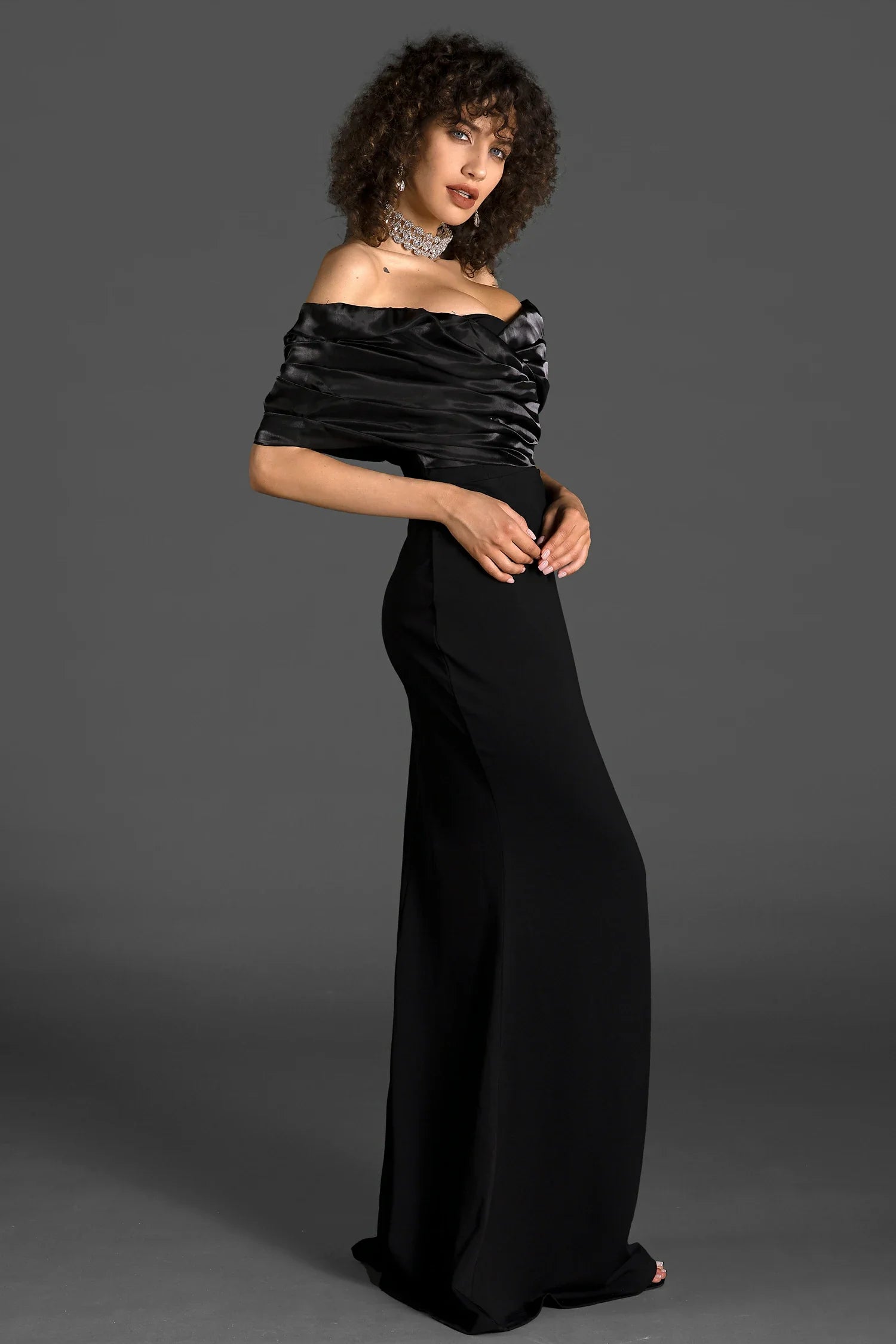 Zurlakis High Slit Pleat Satin Dress