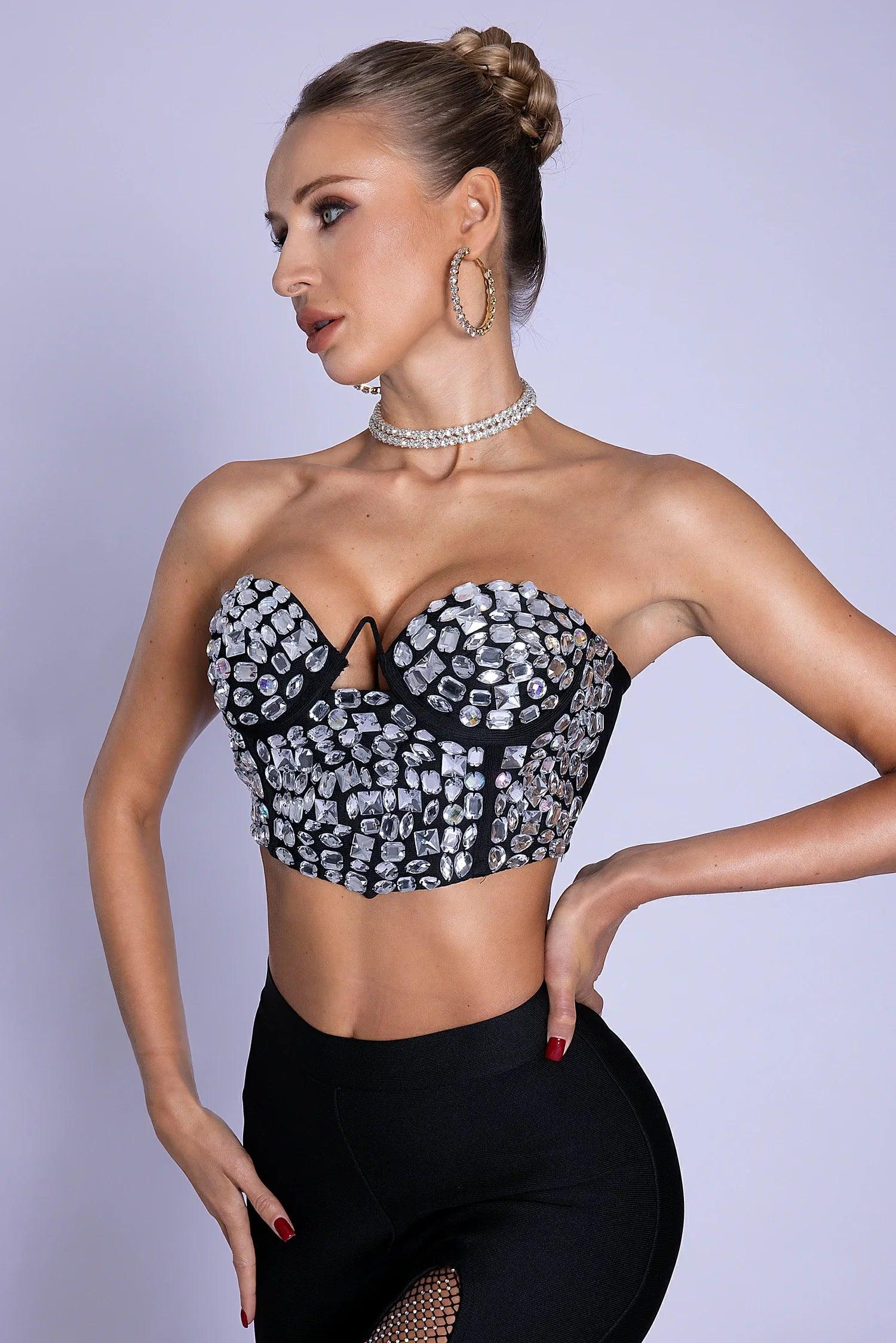 Keliyah Crystal Corset Mini Top