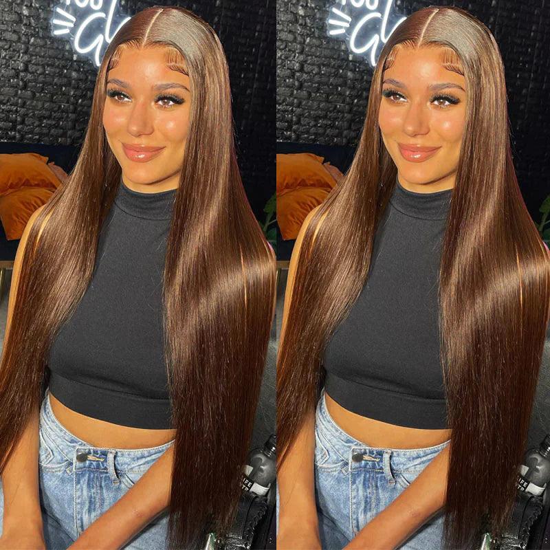 #4 Chocolate Brown 8*5 Pre Cut HD Lace Closure Wigs Glueless Ready & Go Wig - 1984brand