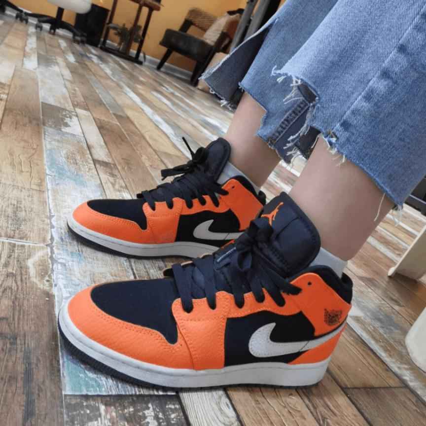 Custom Air Jordan 1 Black Orange Sneakers