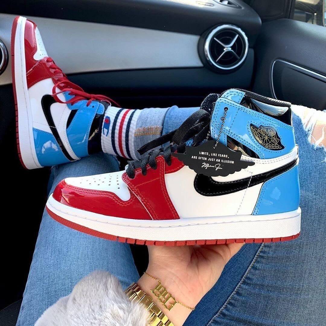 Custom Air Jordan 1 Blue Red Sneakers - sneakerhypesusa