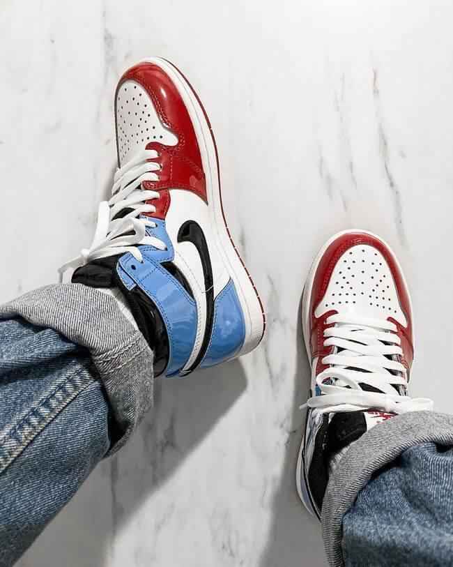 Custom Air Jordan 1 Blue Red Sneakers
