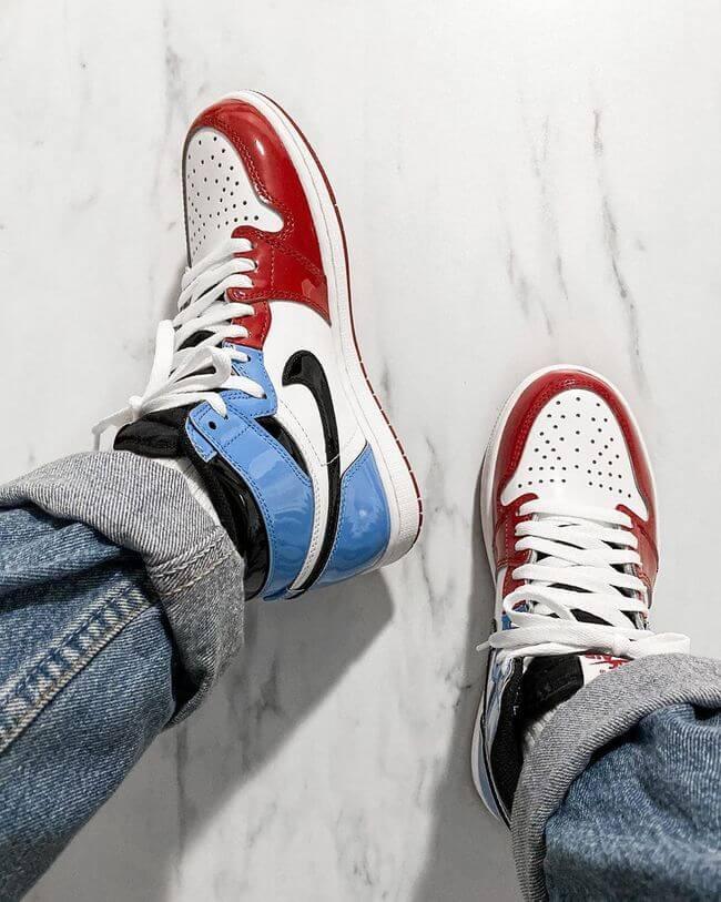 Custom Air Jordan 1 Blue Red Sneakers - sneakerhypesusa