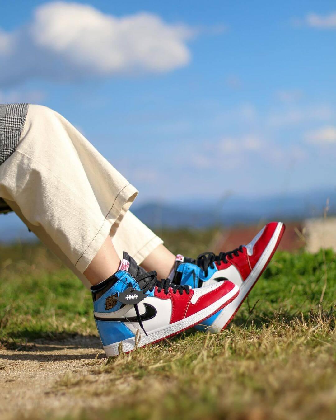 Custom Air Jordan 1 Blue Red Sneakers - sneakerhypesusa