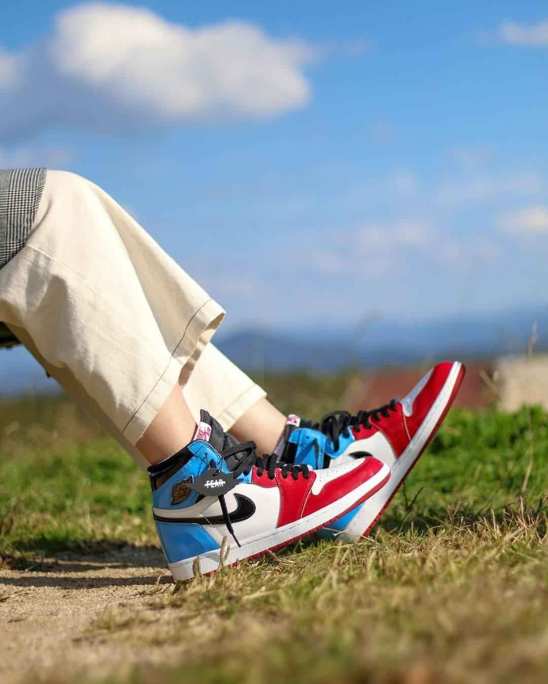 Custom Air Jordan 1 Blue Red Sneakers