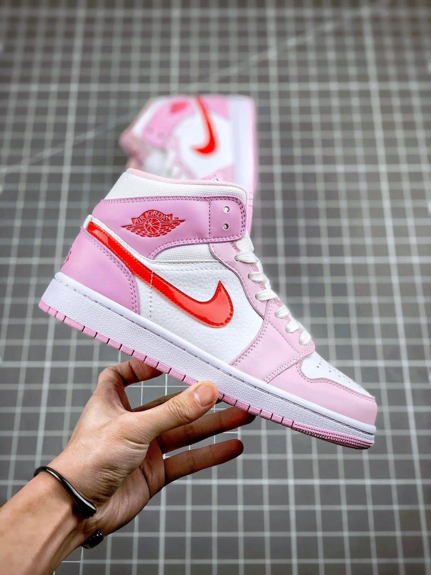 Custom Air Jordan 1 MID Pink Purple Valentine's Day - sneakerhypesusa