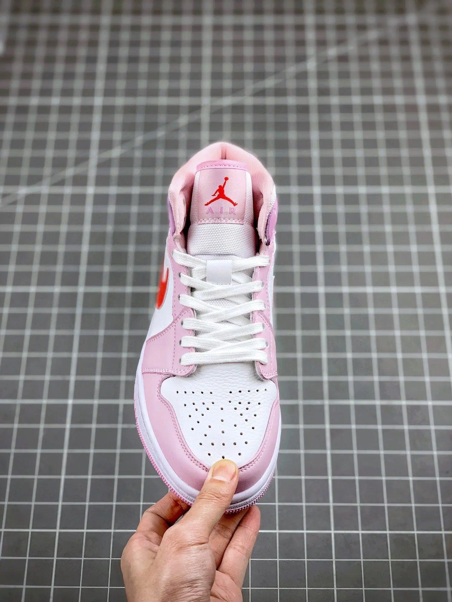 Custom Air Jordan 1 MID Pink Purple Valentine's Day - sneakerhypesusa