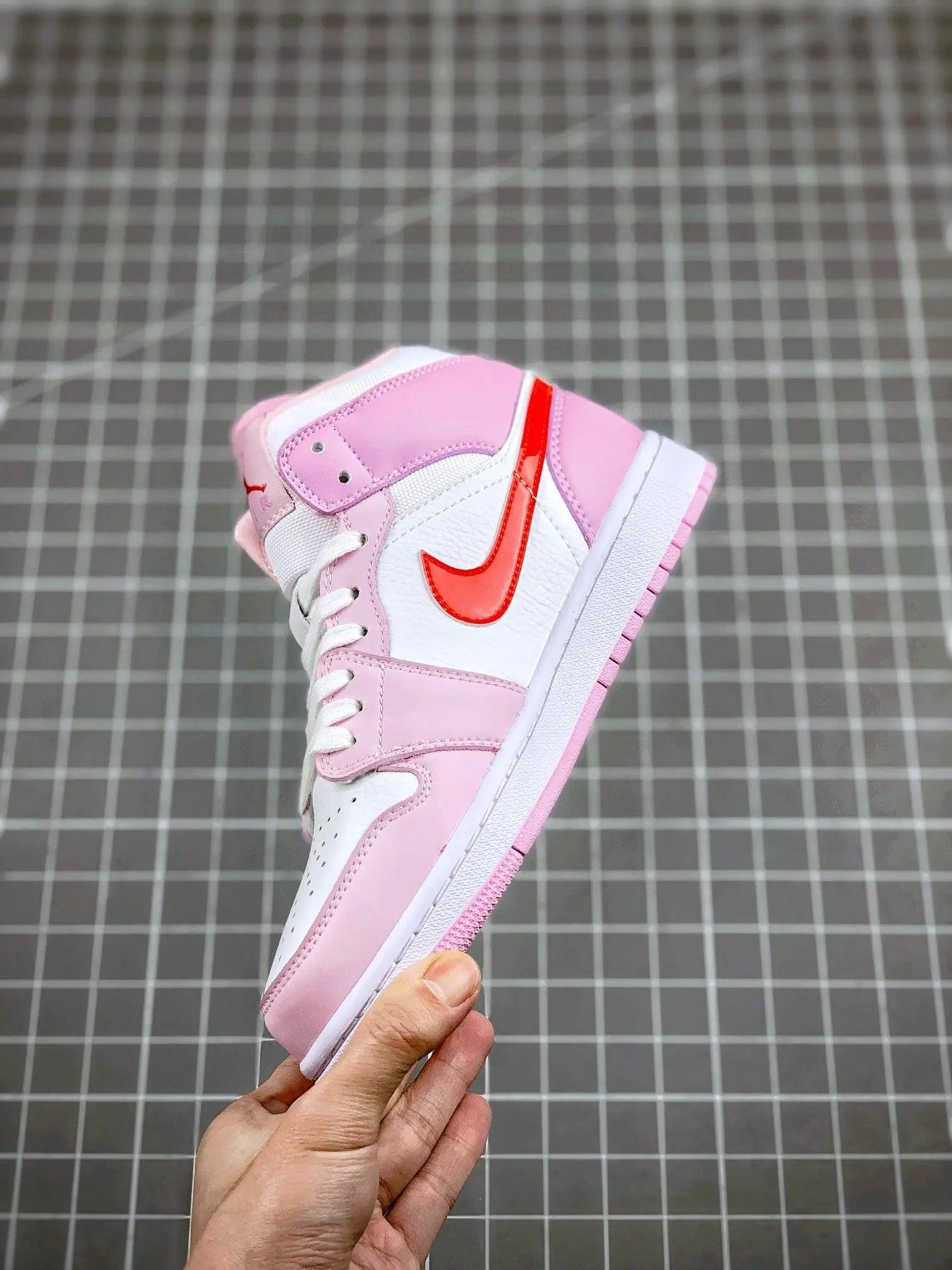 Custom Air Jordan 1 MID Pink Purple Valentine's Day - sneakerhypesusa