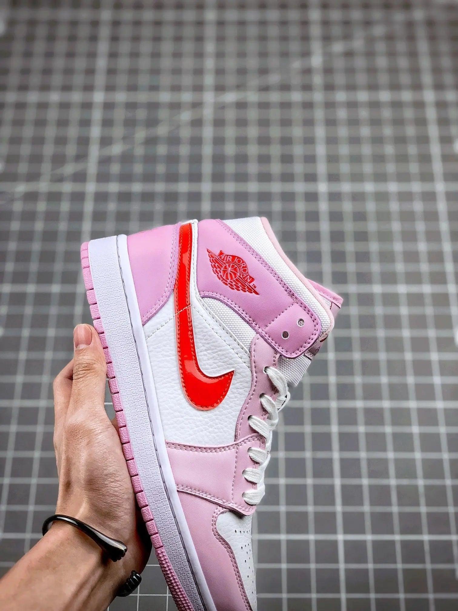 Custom Air Jordan 1 MID Pink Purple Valentine's Day - sneakerhypesusa