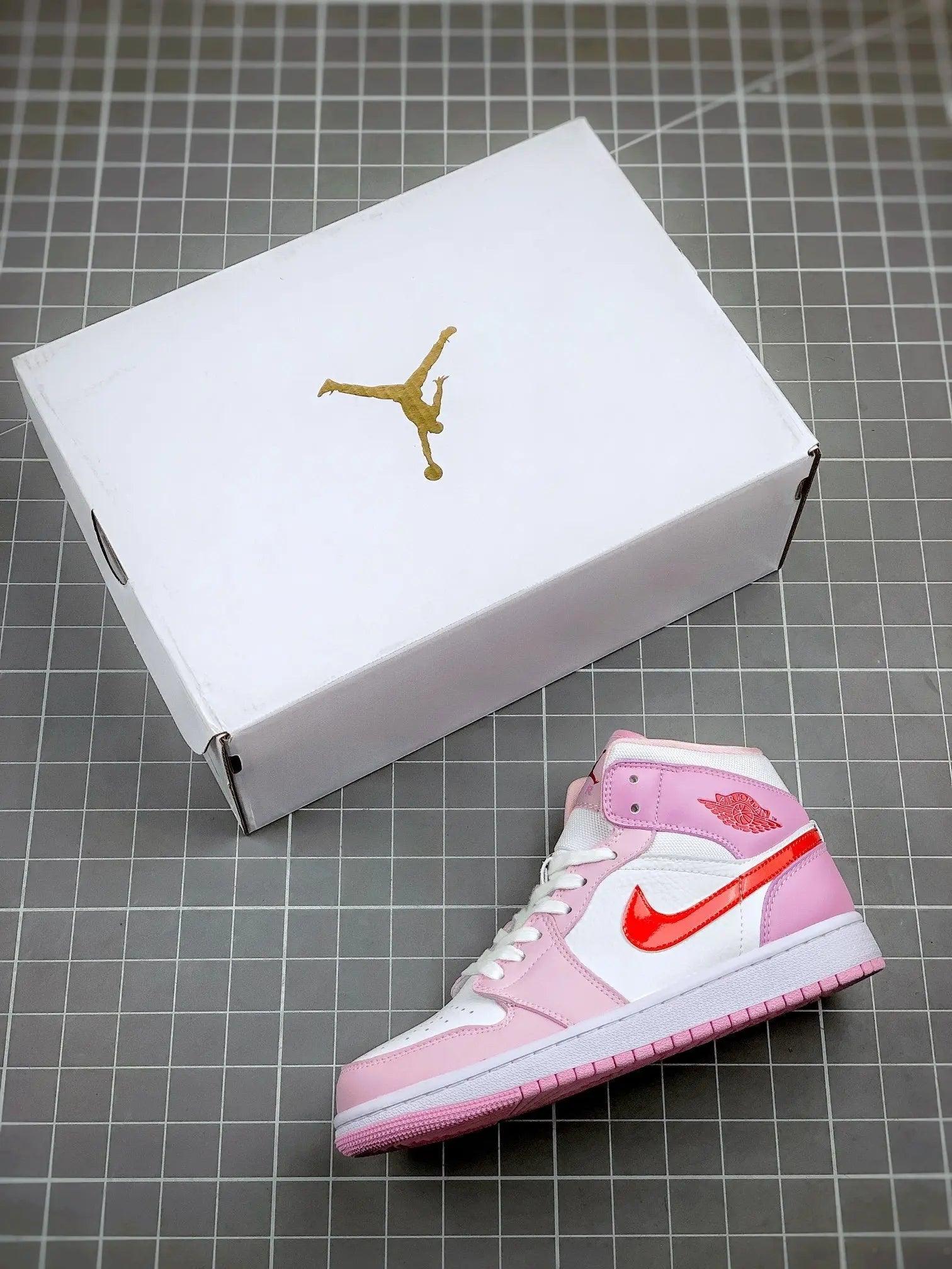 Custom Air Jordan 1 MID Pink Purple Valentine's Day - sneakerhypesusa