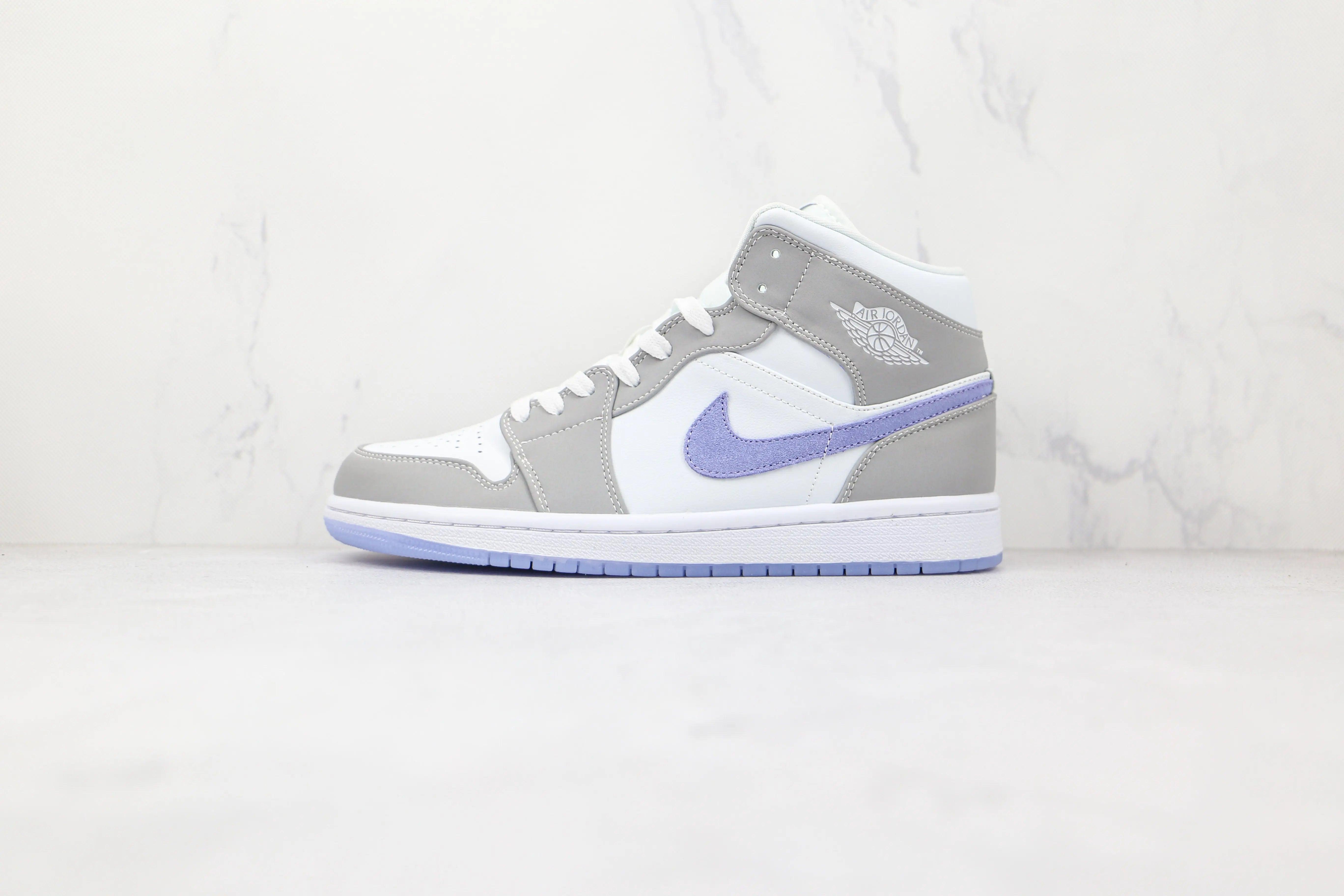 Custom Air Jordan 1 Mid Wolf Grey High Q - sneakerhypesusa