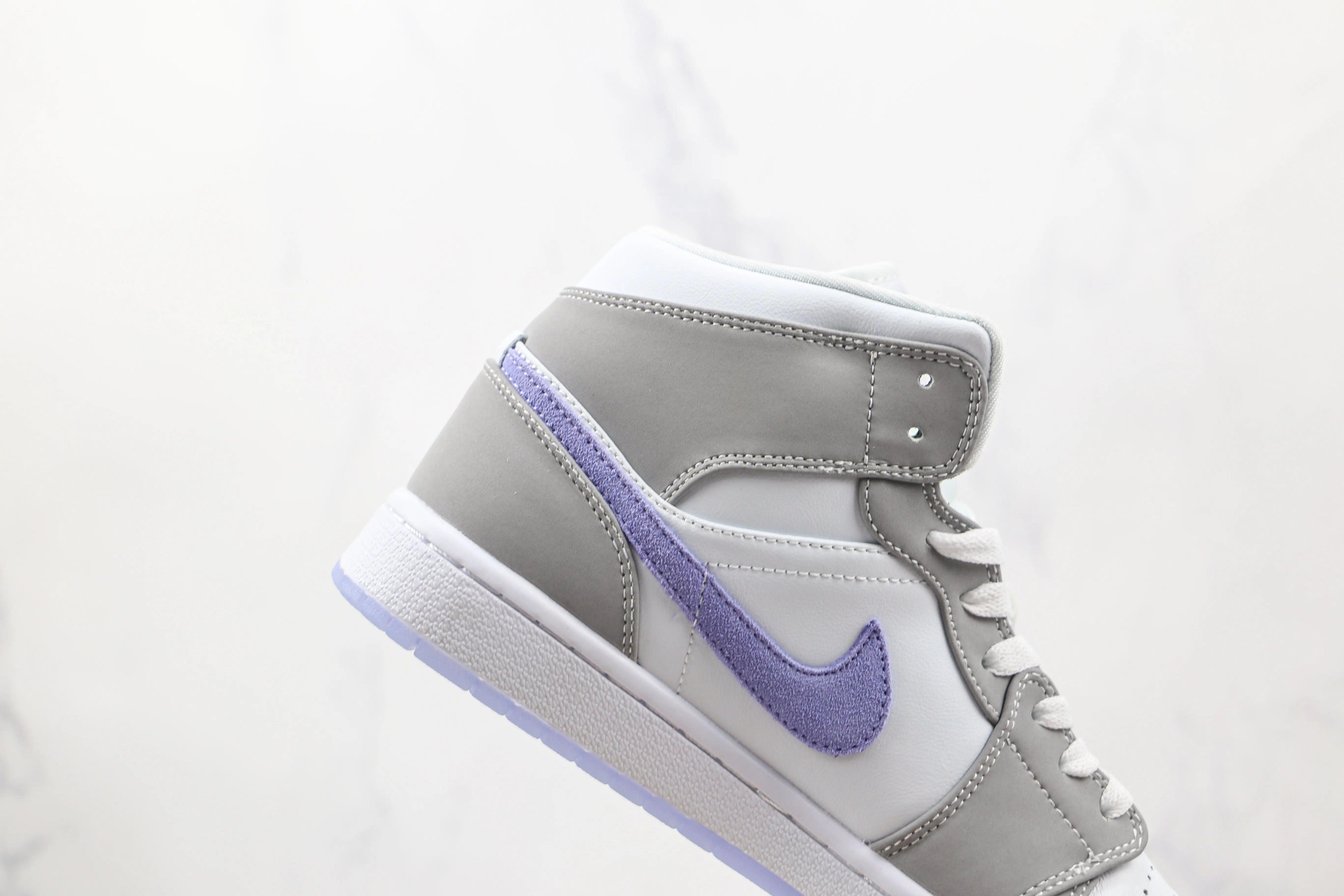 Custom Air Jordan 1 Mid Wolf Grey High Q - sneakerhypesusa