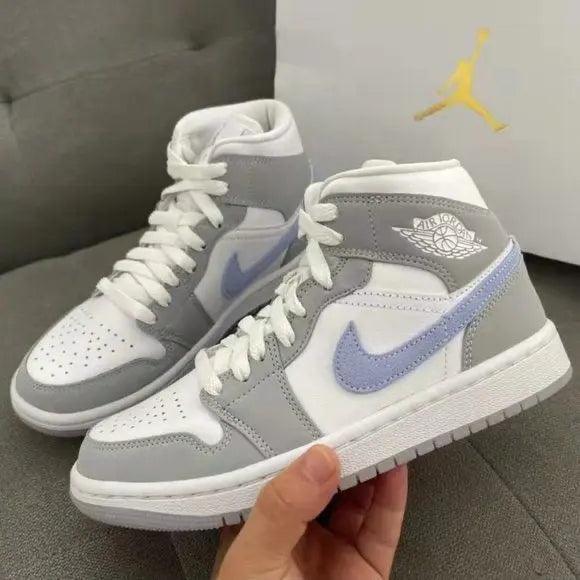 Custom Air Jordan 1 Mid Wolf Grey High Q - sneakerhypesusa