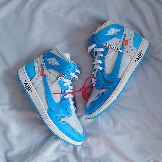 Custom Air Jordan 1 OFF-White Blue Sneakers - sneakerhypesusa