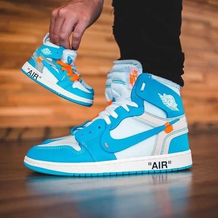 Custom Air Jordan 1 OFF-White Blue Sneakers - sneakerhypesusa