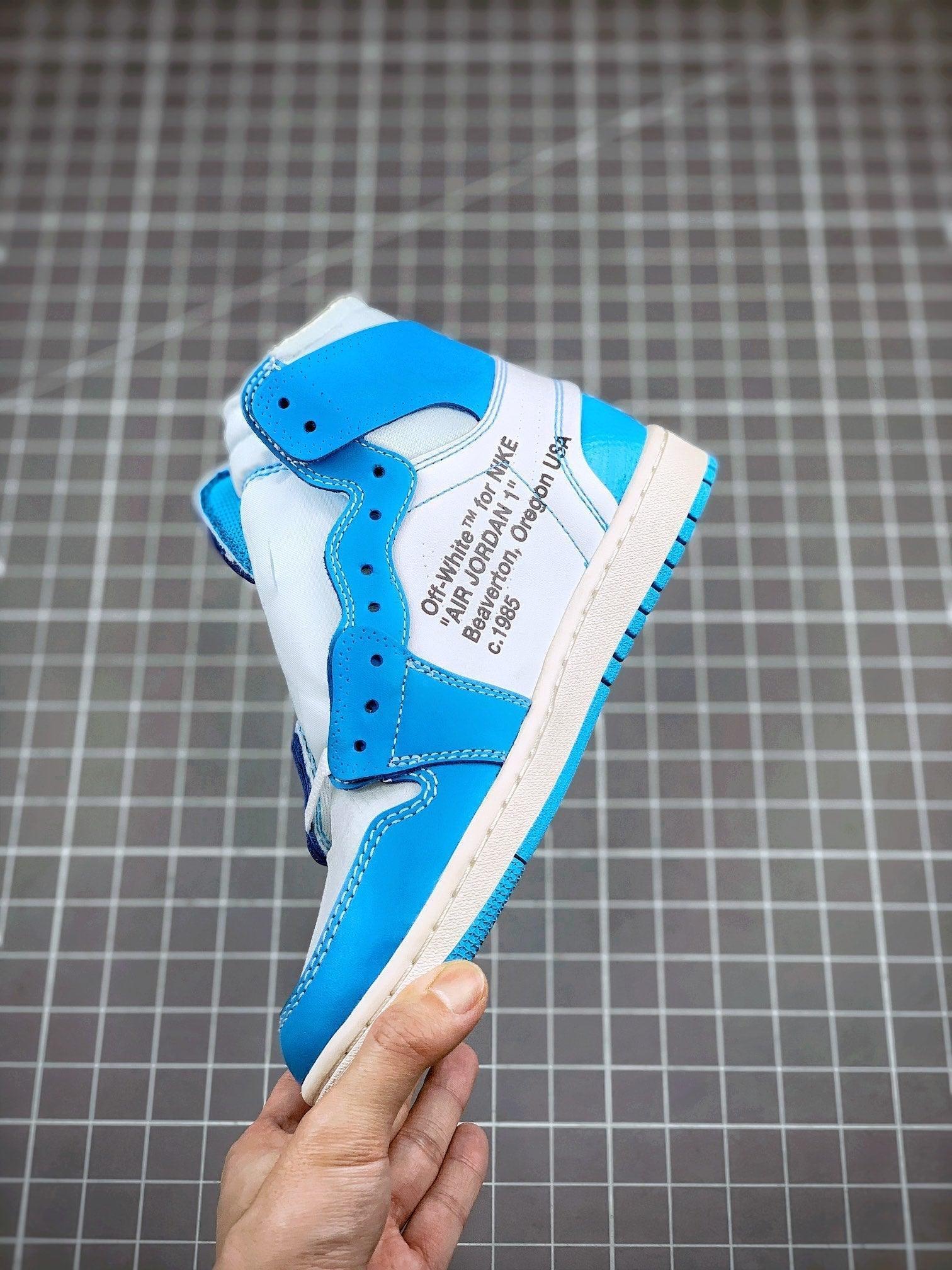 Custom Air Jordan 1 Retro High OG 'UNC' University Blue x OFF-W sneakerhypesusa