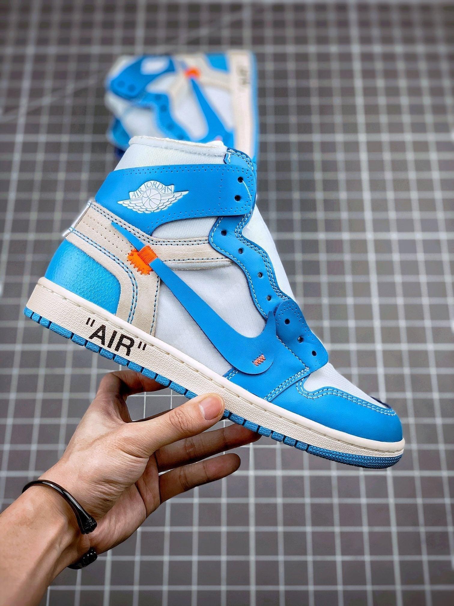 Custom Air Jordan 1 Retro High OG 'UNC' University Blue x OFF-W sneakerhypesusa