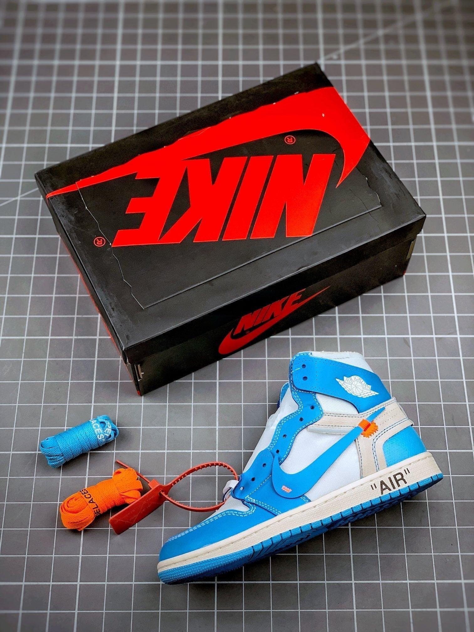 Custom Air Jordan 1 Retro High OG 'UNC' University Blue x OFF-W sneakerhypesusa