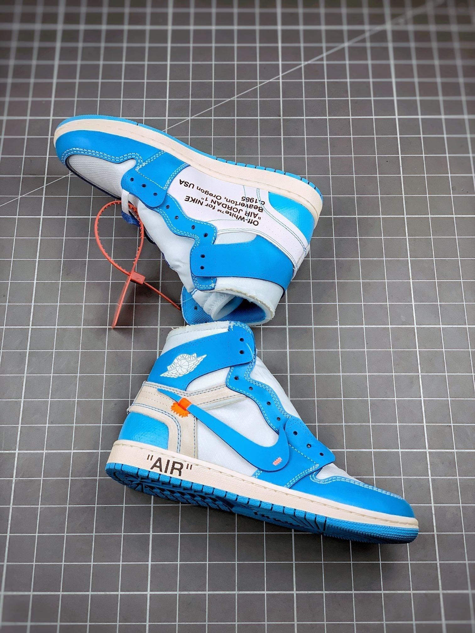 Custom Air Jordan 1 Retro High OG 'UNC' University Blue x OFF-W sneakerhypesusa