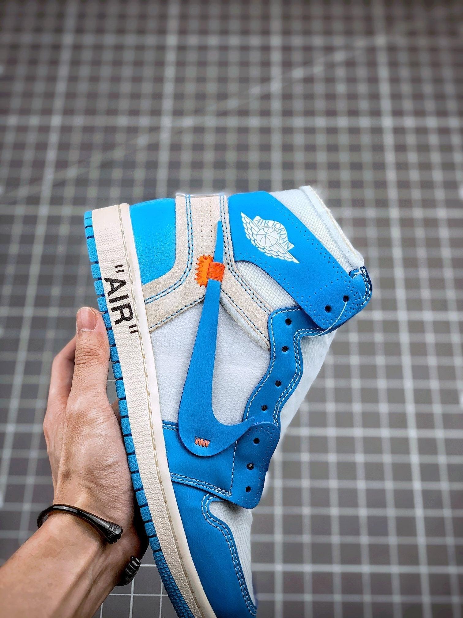 Custom Air Jordan 1 Retro High OG 'UNC' University Blue x OFF-W sneakerhypesusa