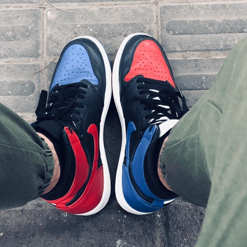 Custom Air Jordan 1 Yin Yang Blue Red Sneakers - sneakerhypesusa