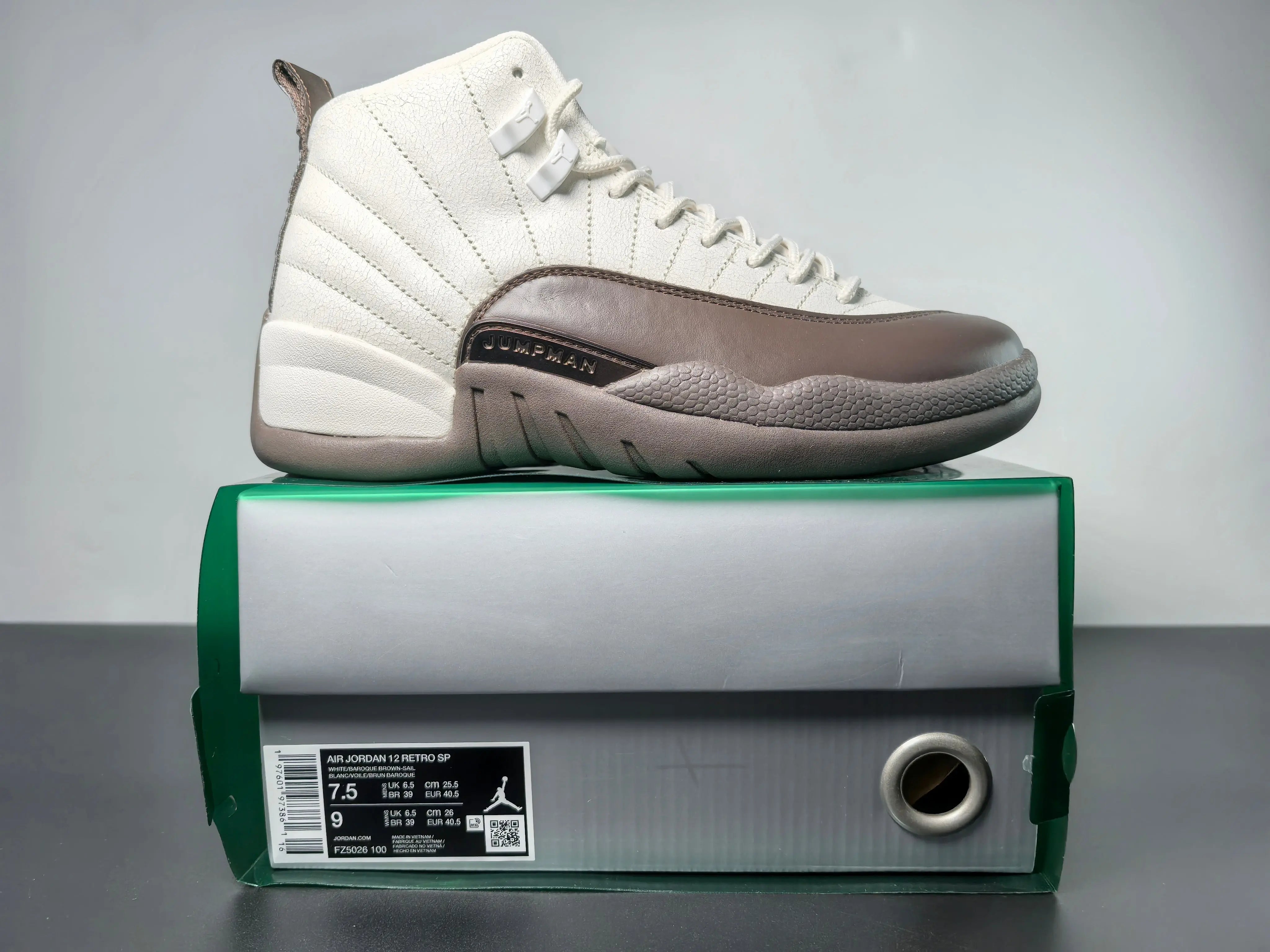 Custom Air Jordan 12 Sole Fly Cafe FZ5026-100 Sneakerhill