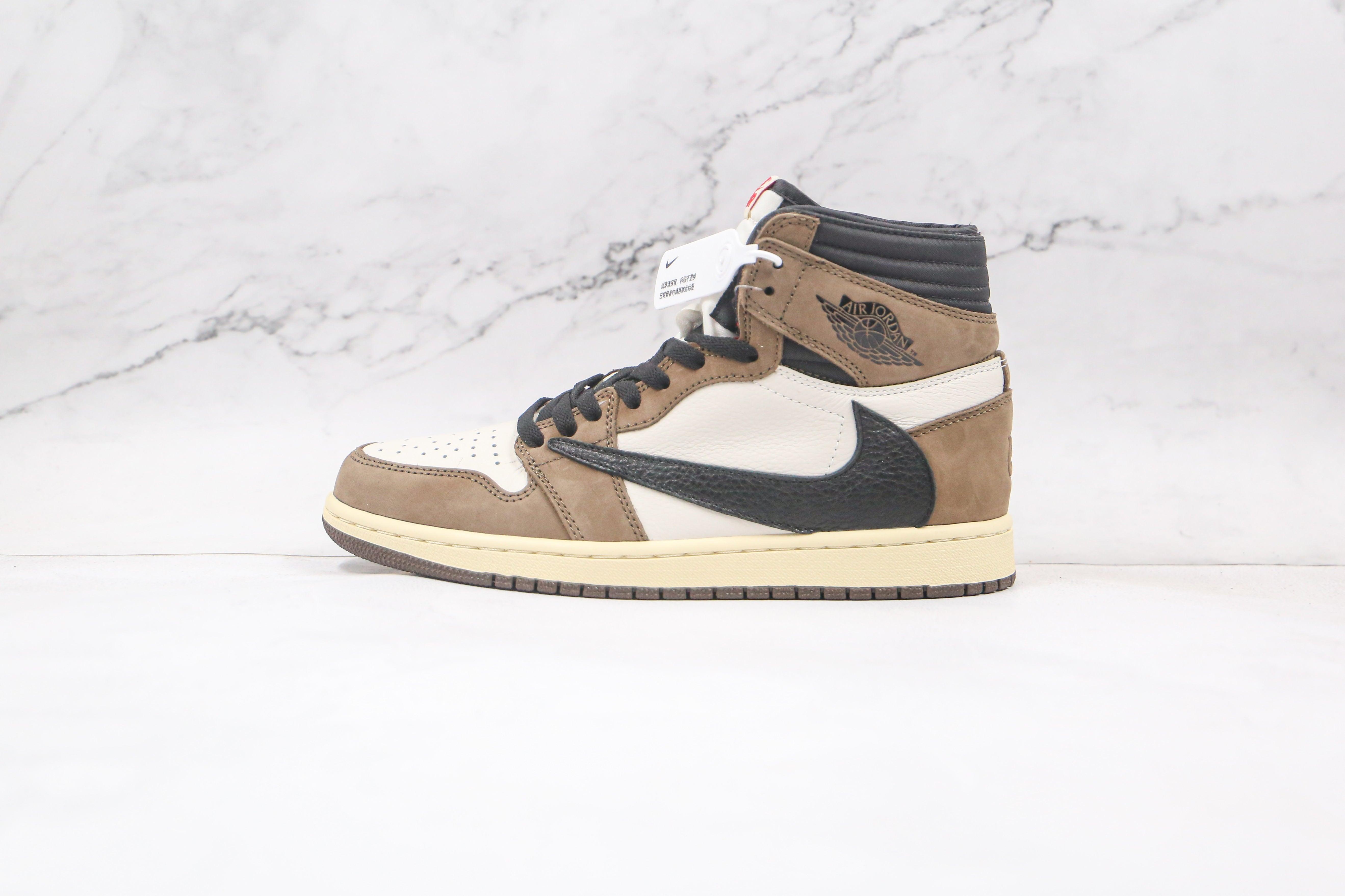 Custom Brown T-Scott x Fragment x Air Jordan 1 High Q ( Customs And Box ), Jordan 1 Sneakers Active CACTUS JACK - sneakerhypesusa