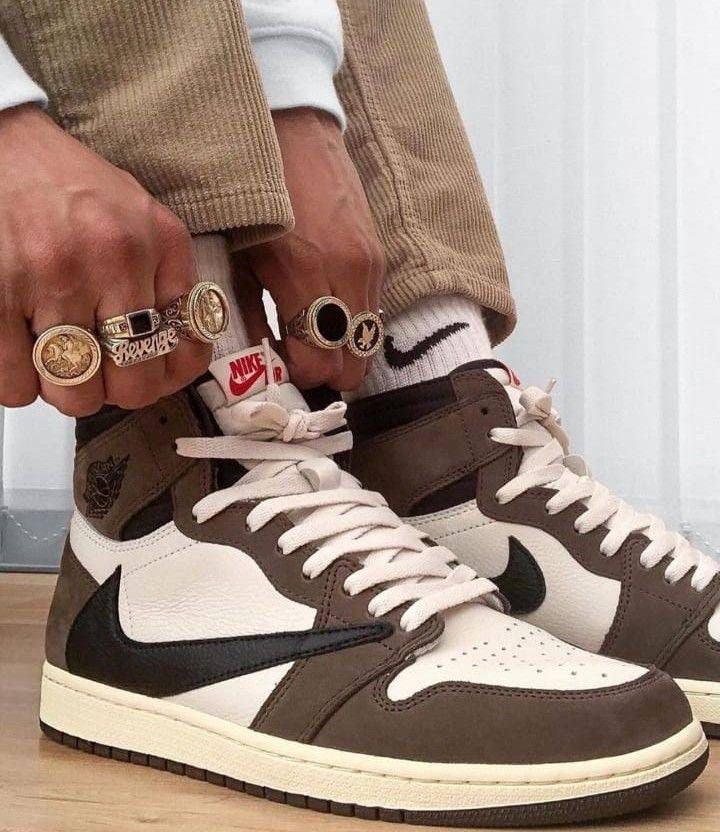 Custom Brown T-Scott x Fragment x Air Jordan 1 High Q ( Customs And Box ), Jordan 1 Sneakers Active CACTUS JACK - sneakerhypesusa