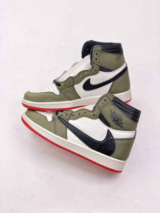 Custom GREEN T-Scott x Fragment x Air Jordan 1 High Q ( Customs And Box ), Jordan 1 Sneakers Active CACTUS JACK