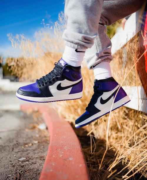 Custom - Jordan 1 High Q AJ1 Purple Toe UNISEX ( Customs And Box ), Jordan 1 Sneakers FREE SHIPPING