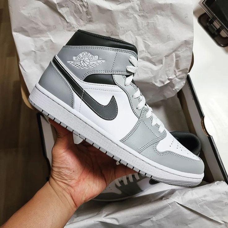 Custom Jordan 1 Mid Light Smoke Grey High Q - sneakerhypesusa