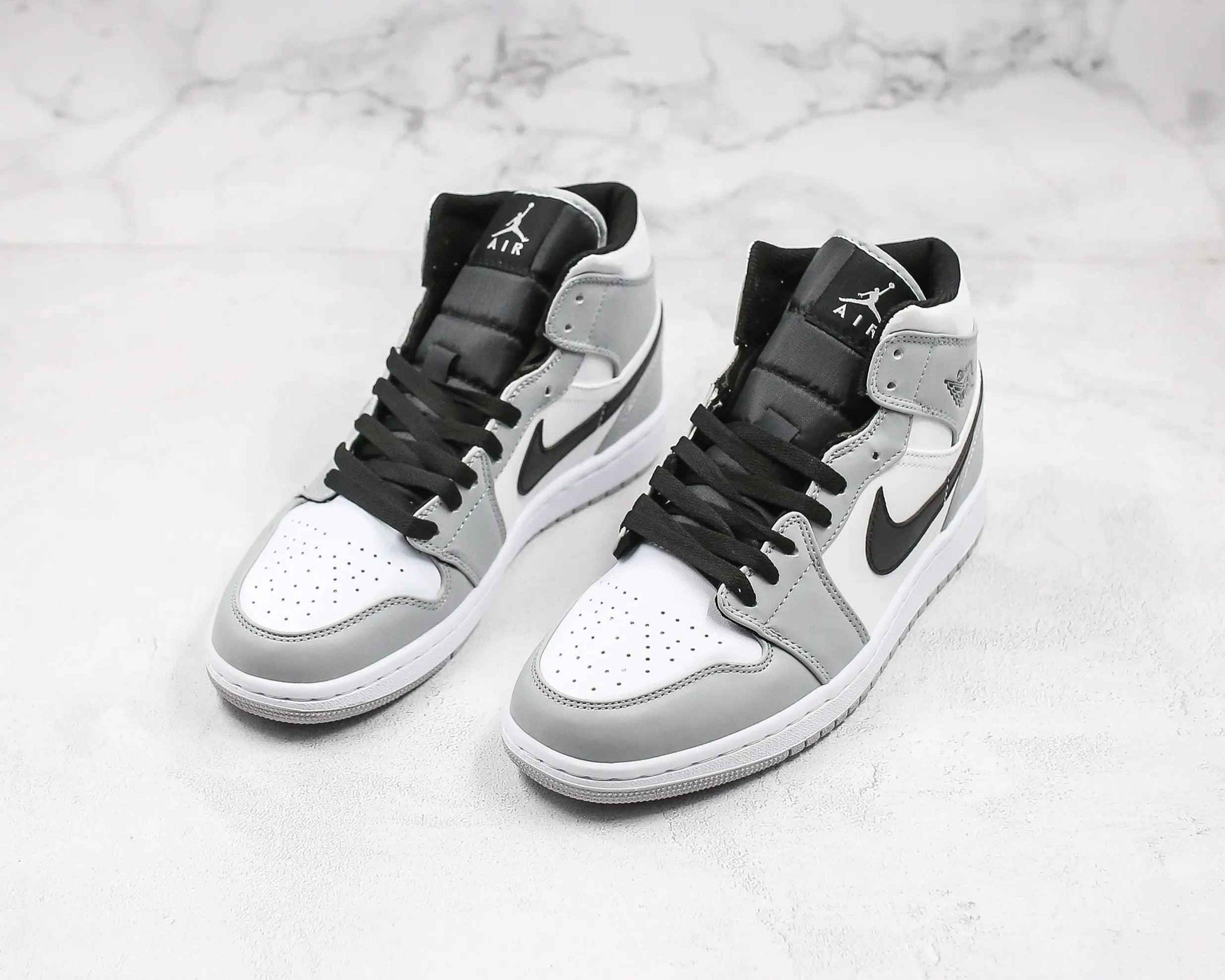 Custom Jordan 1 Mid “Light Smoke Grey” High Q  ( Customs And Box ), Jordan 1 Sneakers FREE SHIPPING